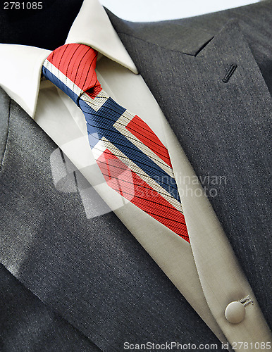Image of Wedding dress with flag Norway on tie