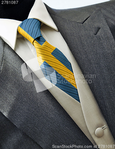 Image of Wedding dress with flag Sweden on tie