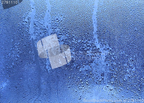 Image of Frozen water drops on glass