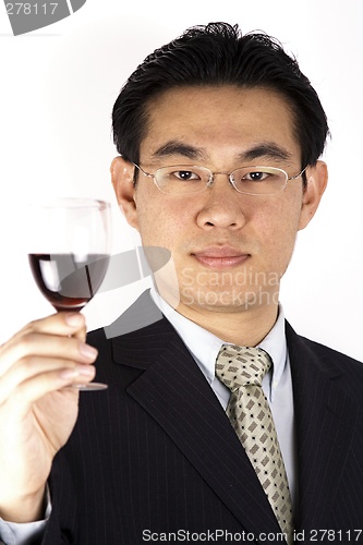 Image of Chinese Businessman And Wine