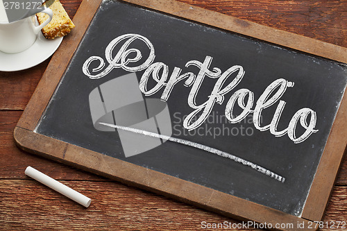 Image of portfolio word on blackboard