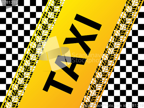 Image of Checkered taxi background with tire treads and shadows