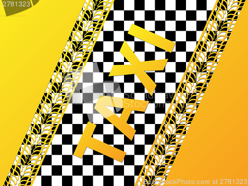 Image of Checkered taxi background with tire treads