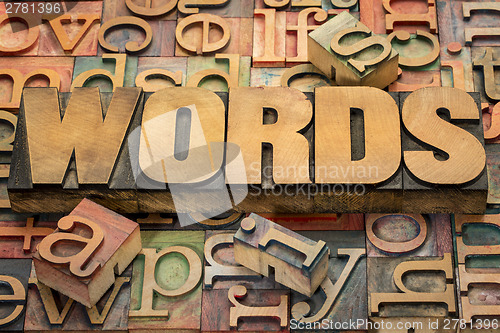 Image of words text in wood type