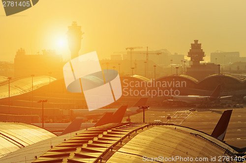Image of airport sunset