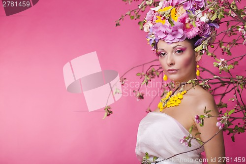 Image of Woman flower banner advertisment template