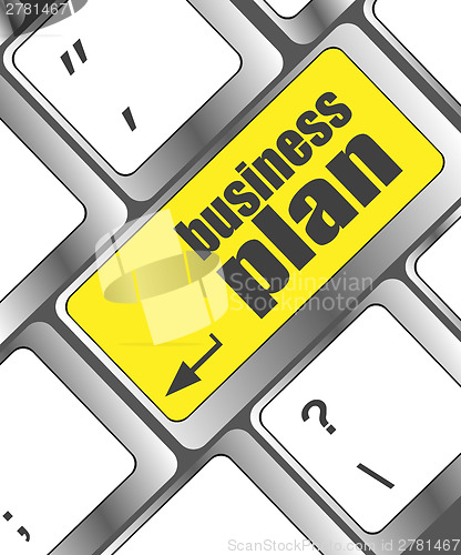 Image of business plan button on computer keyboard key