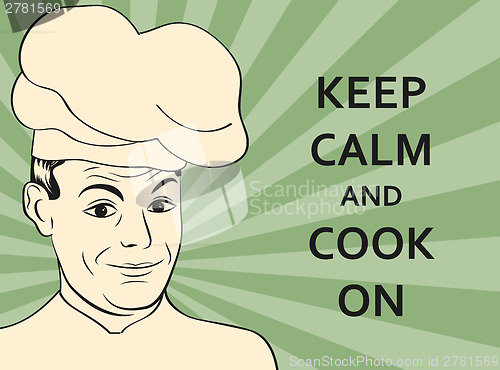 Image of pop art man in cooker uniform