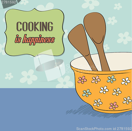 Image of background with kitchen cooking wooden utensils storage pot