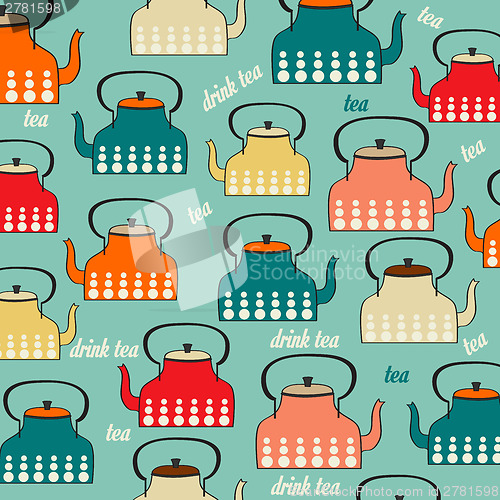 Image of Seamless pattern with vintage Kettles