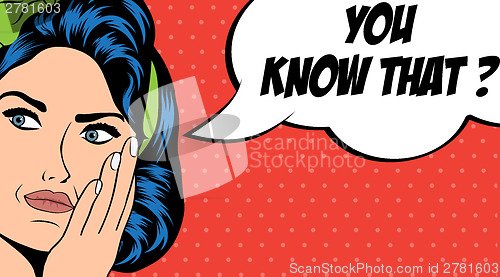 Image of pop art retro woman in comics style