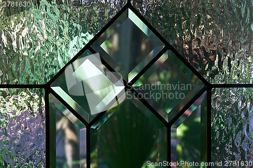 Image of close up of beveled and textured glass
