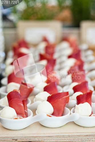 Image of Prosciutto and mozzarella appetizers