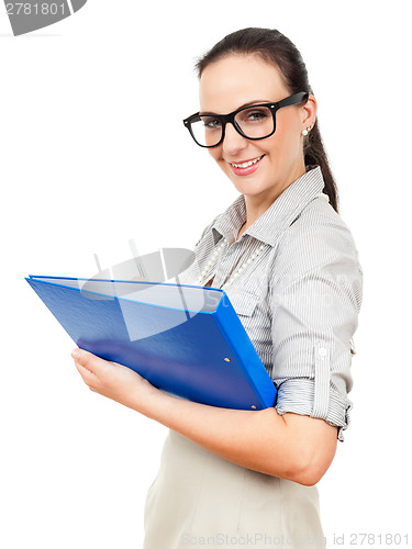 Image of business woman with a blue folder