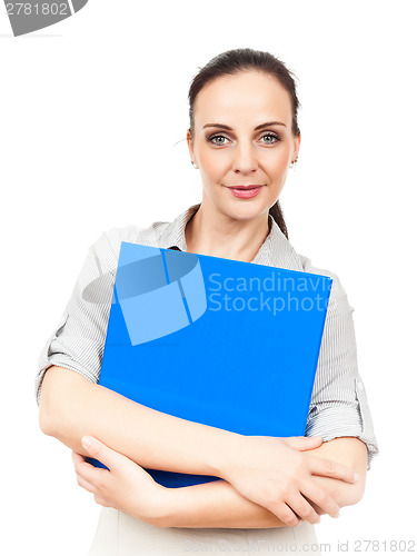 Image of business woman with a blue folder