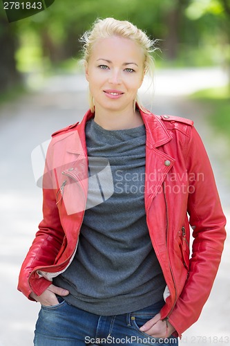 Image of Young woman in the park