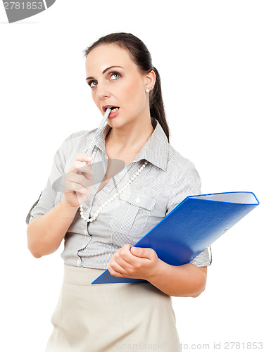 Image of business woman with a blue folder
