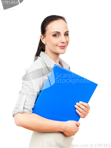 Image of business woman with a blue folder