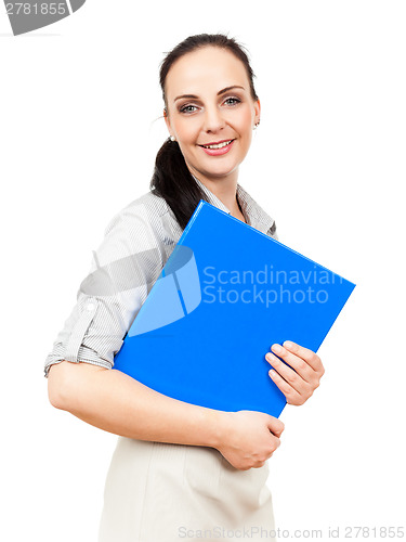 Image of business woman with a blue folder