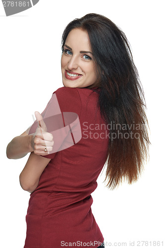 Image of Woman gesturing thumbs up