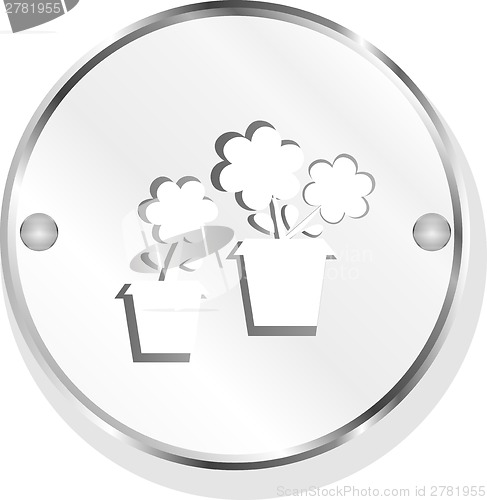Image of Flowerpot with flower icon isolated on white
