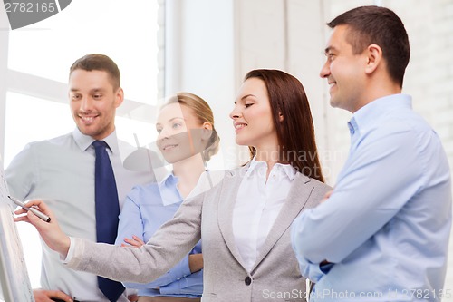 Image of business team discussing something in office