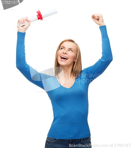 Image of smiling woman with diploma