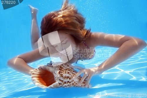 Image of Woman Underwater