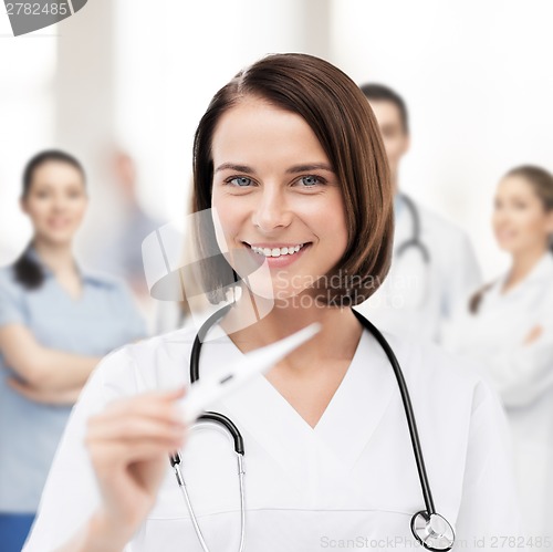 Image of doctor with thermometer and stethoscope