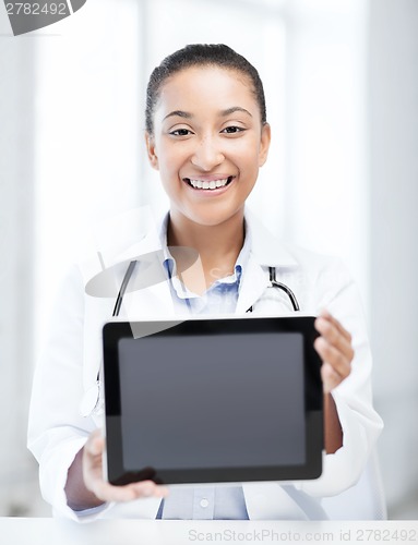 Image of african female doctor with tablet pc