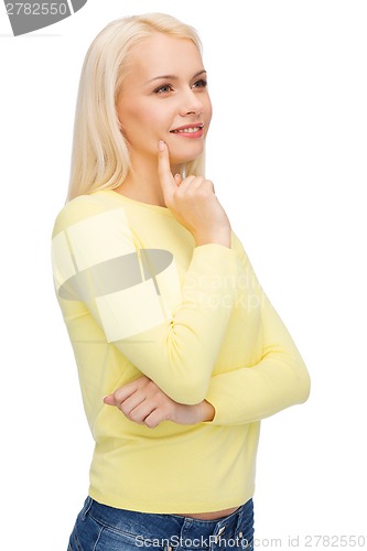 Image of happy smiling woman dreaming
