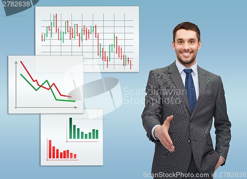 Image of businessman with open hand ready for handshake