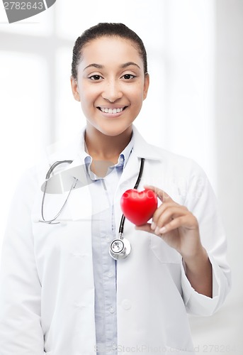 Image of african doctor with heart