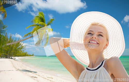 Image of beautiful woman enjoying summer outdoors