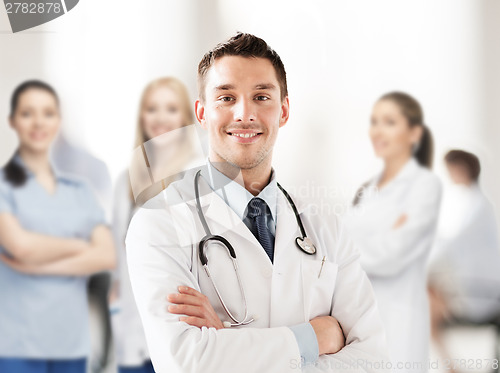 Image of young male doctor with stethoscope