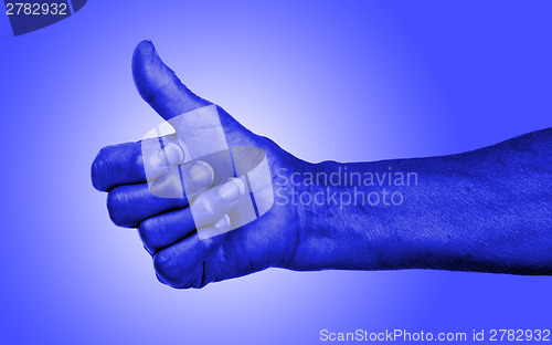 Image of Old woman with arthritis giving the thumbs up sign