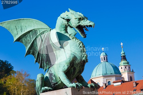 Image of Dragon bridge, Ljubljana, Slovenia, Europe.