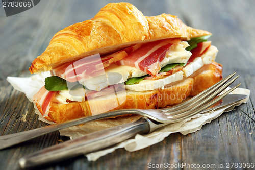 Image of Appetizing sandwich closeup.