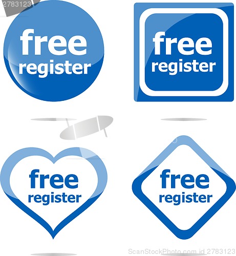 Image of stickers label set business tag with free register word