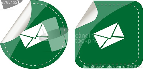 Image of stickers set isolated on white with paper mail envelope, security concept