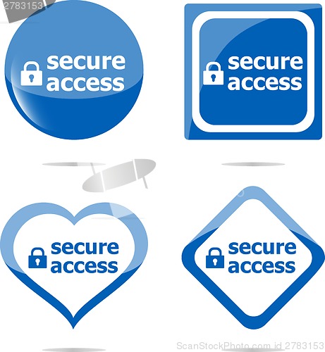 Image of secure access with lock on black stickers set