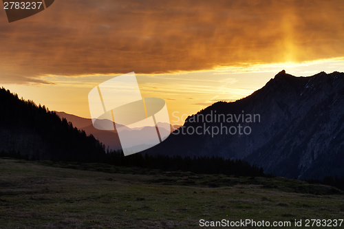 Image of Sunrise in the Austrian Alps, Salzburger Land, Austria 