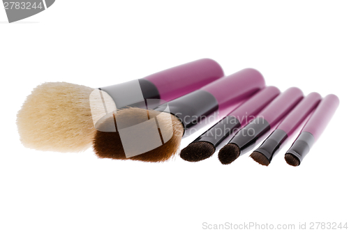 Image of Set of brushes for makeup isolated on white background