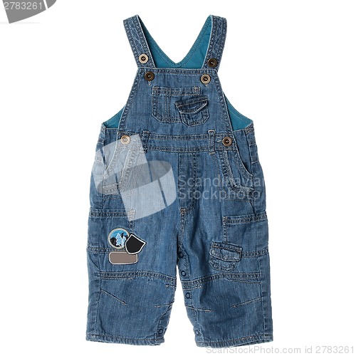 Image of Blue children's jeans on straps 