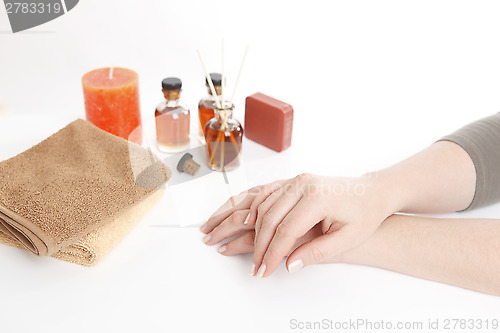 Image of Female hands after manicure