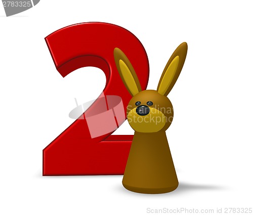 Image of number two and rabbit