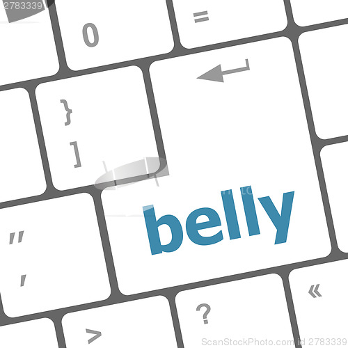 Image of belly button on computer pc keyboard key