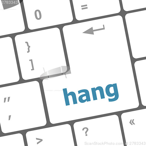Image of computer keyboard with words hang on enter button