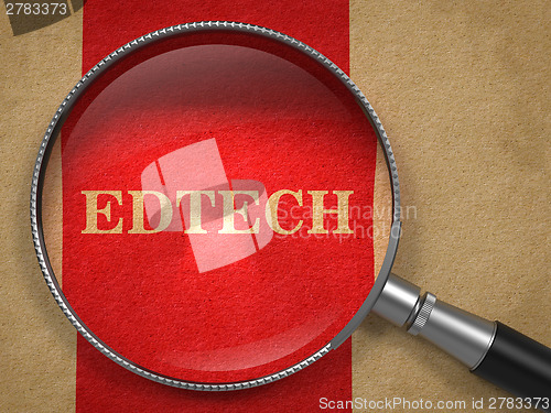 Image of Edtech Concept  Through Magnifying Glass.