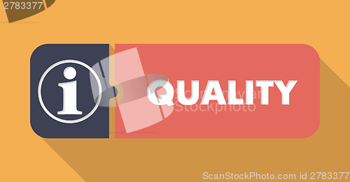 Image of Quality Button in Flat Design on Orange Background.